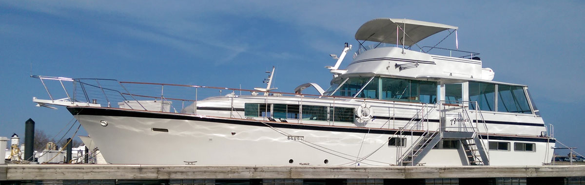 docked luxury yacht rental